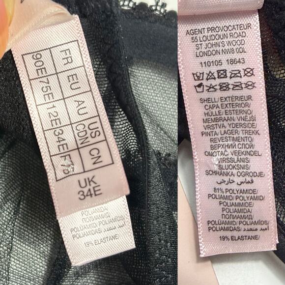 AGENT PROVOCATEUR NWT Cruz Mesh Plunge Underwired Bra in Black Size 34E - Picture 11 of 12